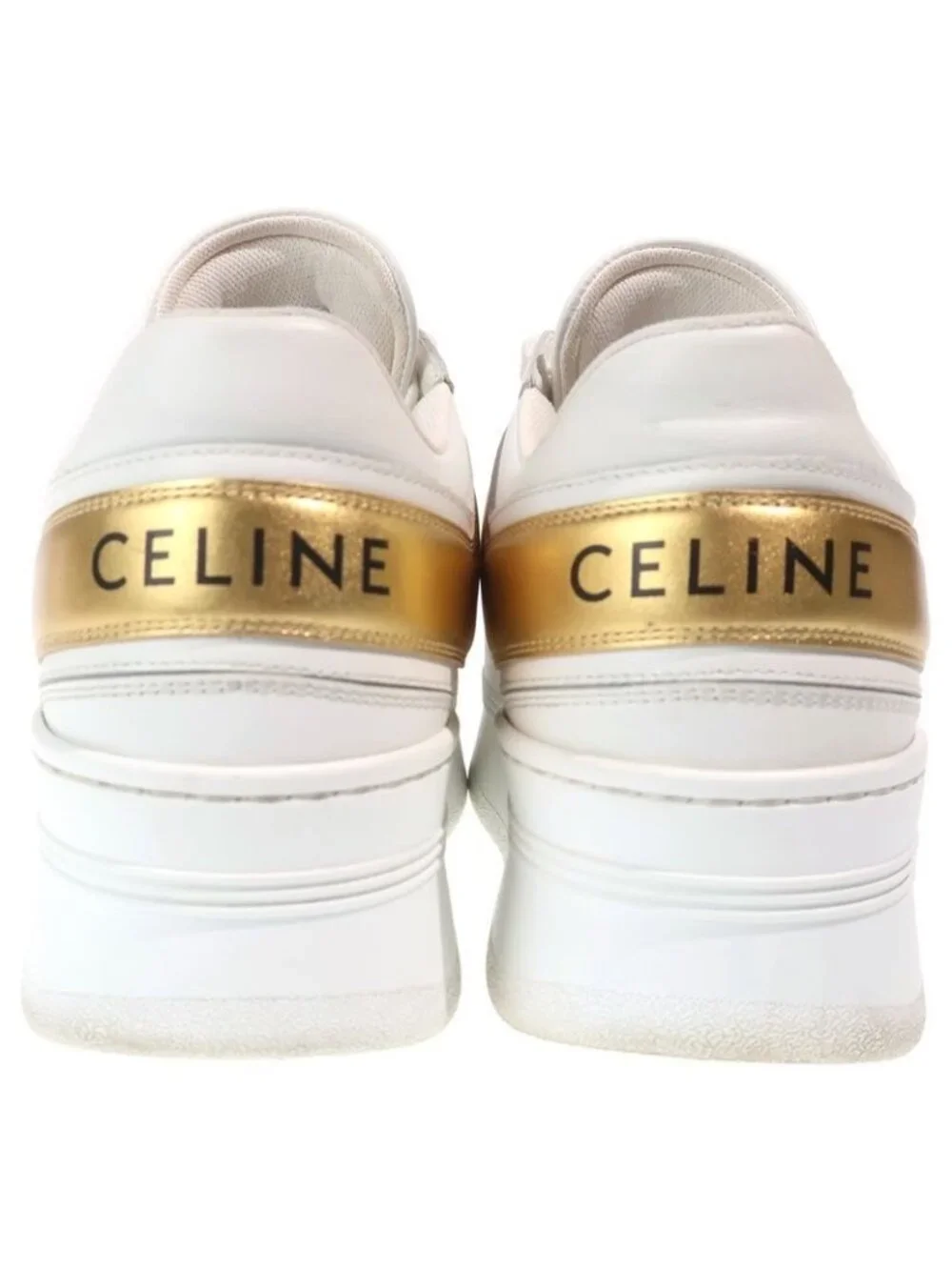 Celine Block Leather Thick Sole Sneakers White Gold - Picture 3 of 6